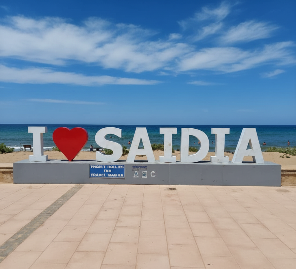 Plage de Saïdia avec des palmiers